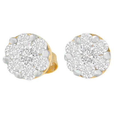 Pendientes de diamante redondo en oro amarillo de 14 quilates