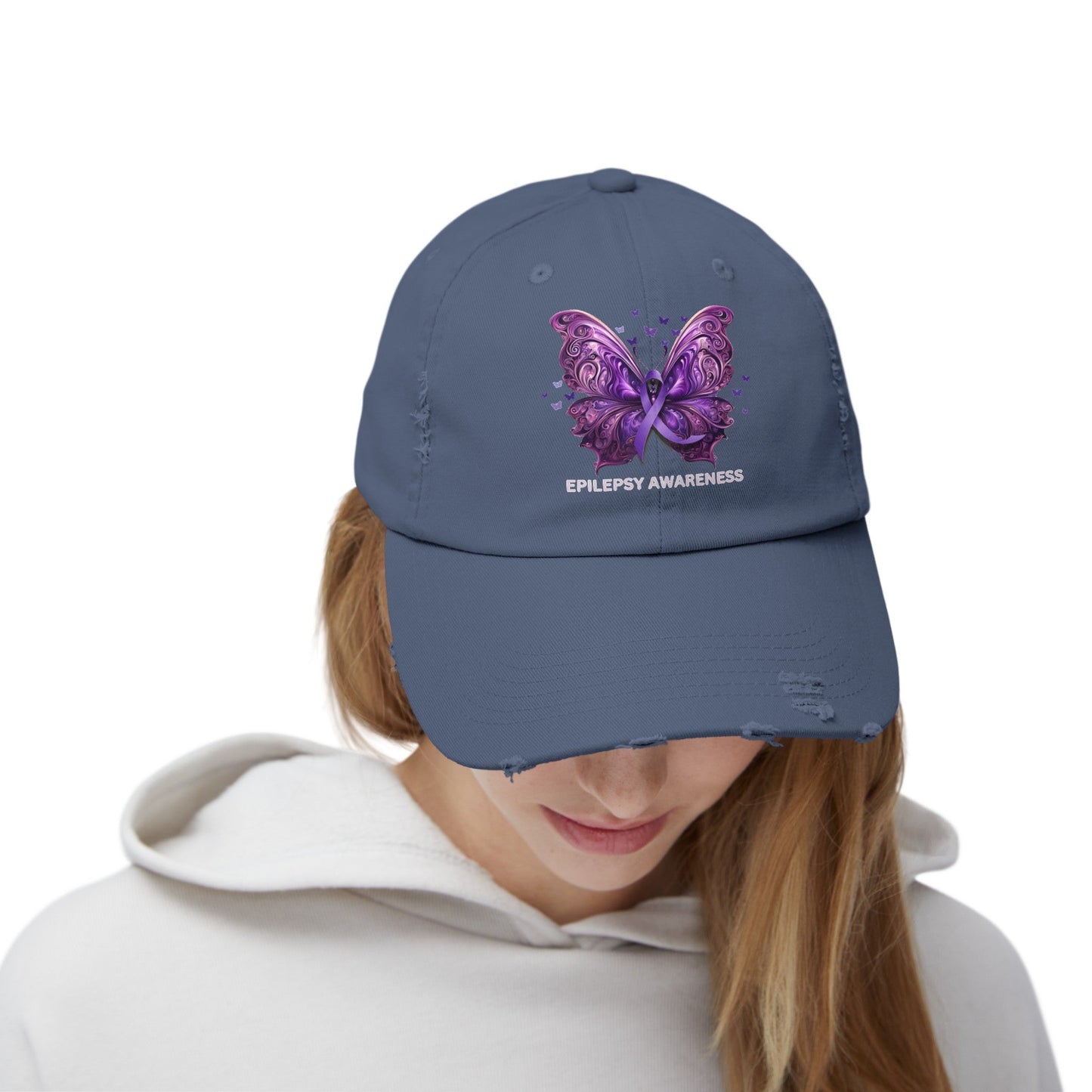 Epilepsy Butterfly Unisex Distressed Cap