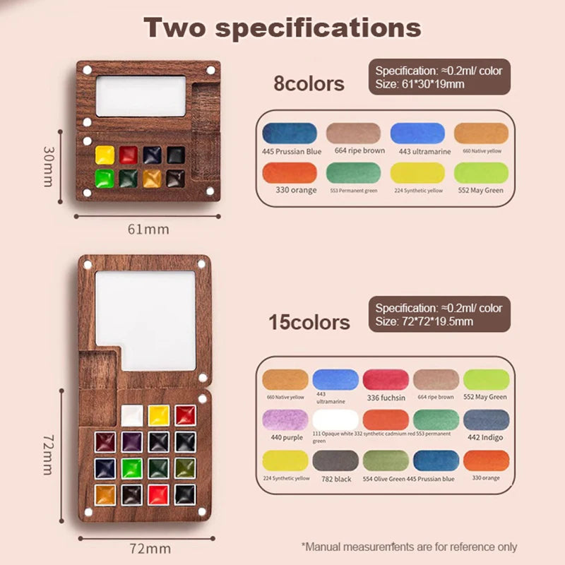 Mingke Mini Watercolor Paint Box with Notebook - 8 Colors
