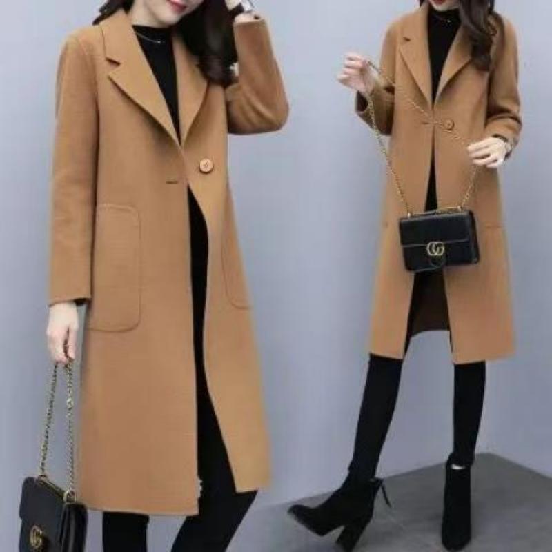 Manteau en Laine Mi-Long de Style Coréen