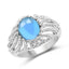 3.65 Carat Swiss Blue Topaz Sterling Silver Engagement Ring