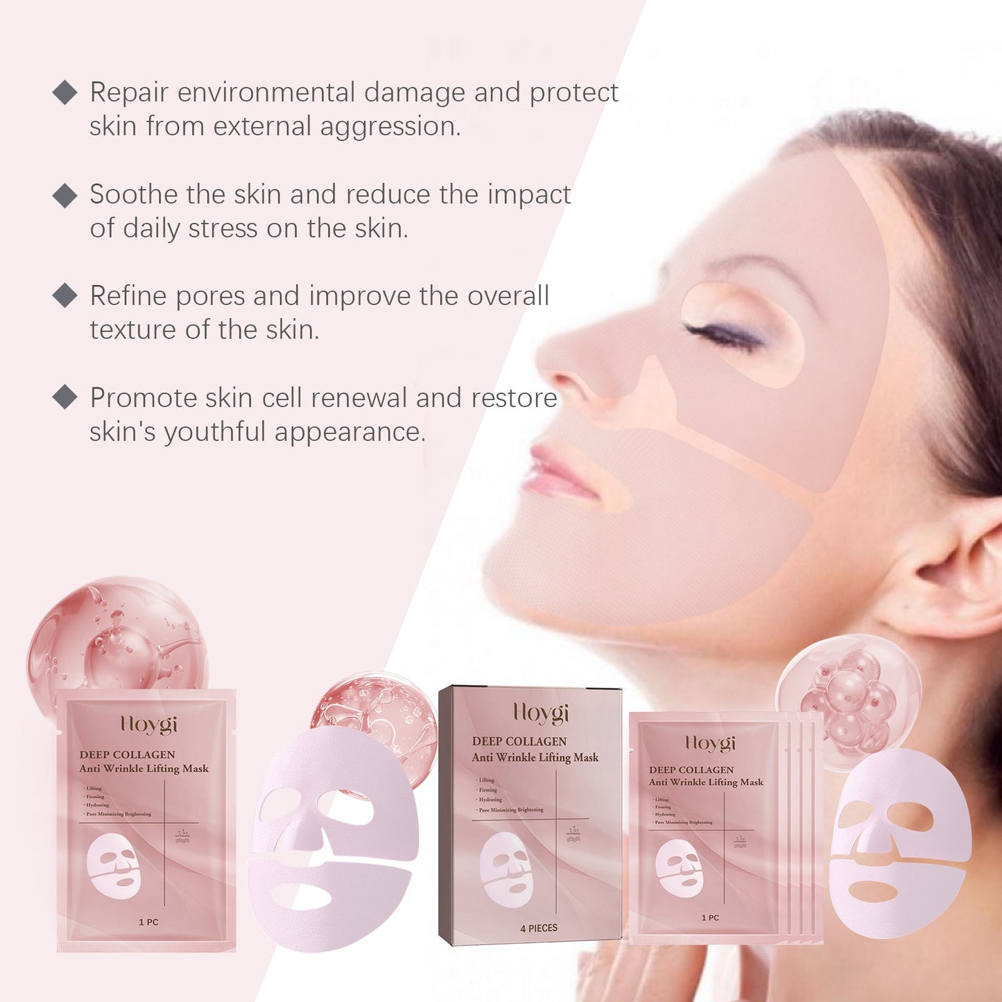 Masque de soin de la peau au collagène premium pour une peau radieuse
