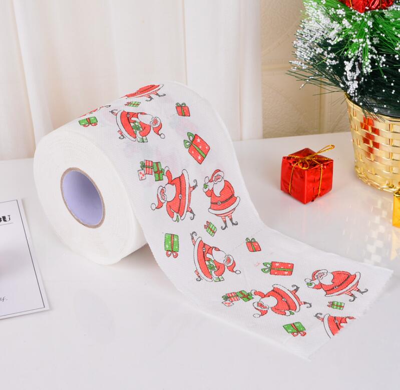 Christmas Pattern Printing Roll Toilet Paper Household  Tissue Bathroom Web Q0KD - Korvel