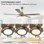 60 "modern wooden ceiling fan with lighting and remote control, 6-speed noiseless reversible DC motor ceiling fan - Korvel
