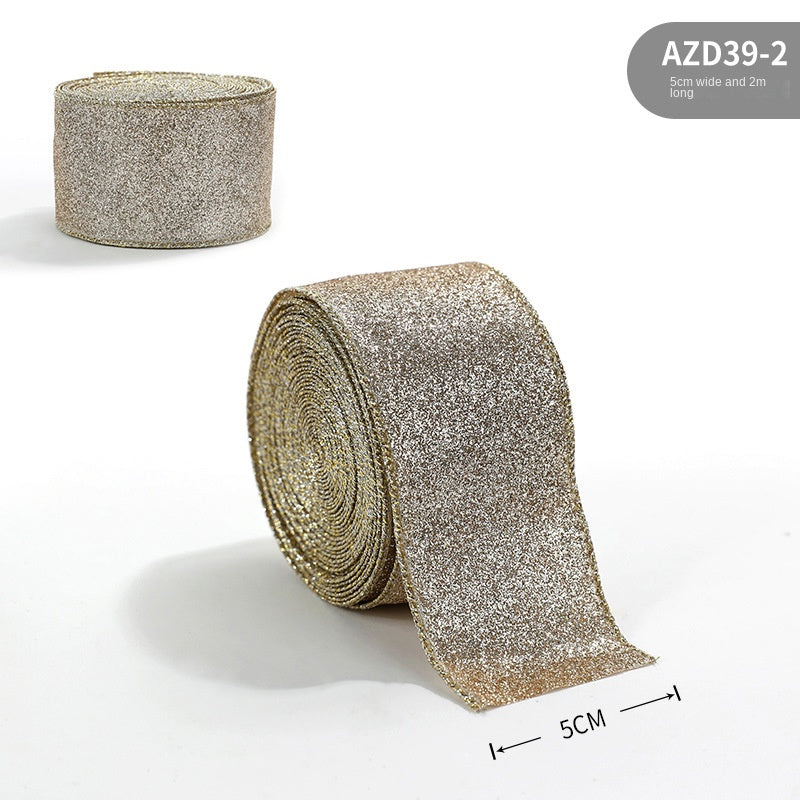 Elegant Gold Onion Cloth Christmas Ribbon with Decorative Bow