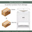 24" White Modern Sleek Bathroom Vanity Elegant Ceramic Sink with Solid Wood Frame Open Style Shelf - Korvel