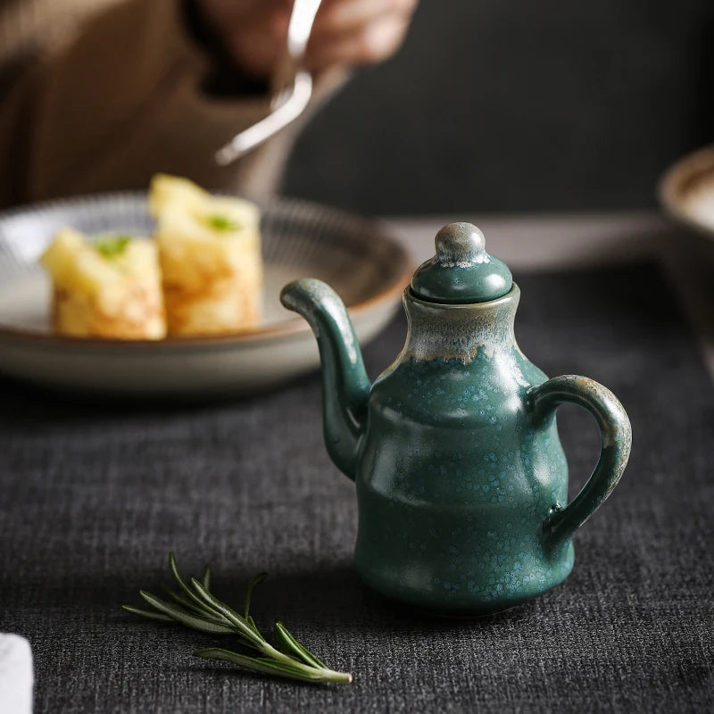 Ceramic Blue and White Kuibai Oil and Vinegar Dispenser