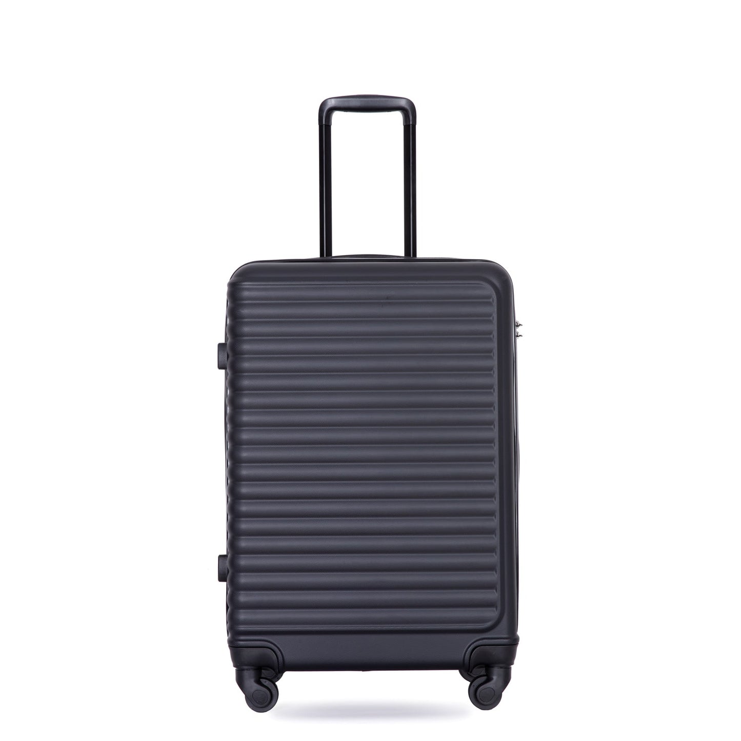3 Piece Luggage Sets ABS Lightweight Suitcase with Two Hooks, Spinner Wheels, TSA Lock, (20/24/28) Black - Korvel