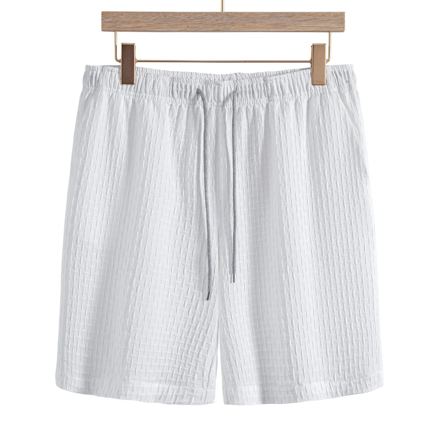 Shorts de jogging texturés classiques pour hommes avec taille élastique