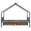 Twin Size Metal House Bed with Two Drawers - Black