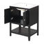 Meuble de salle de bain moderne noir de 24" avec évier en céramique élégant
