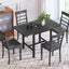 TOPMAX 5-piece square wooden pendant light expandable dining table set with 4 ladder back chairs  Gray - Korvel