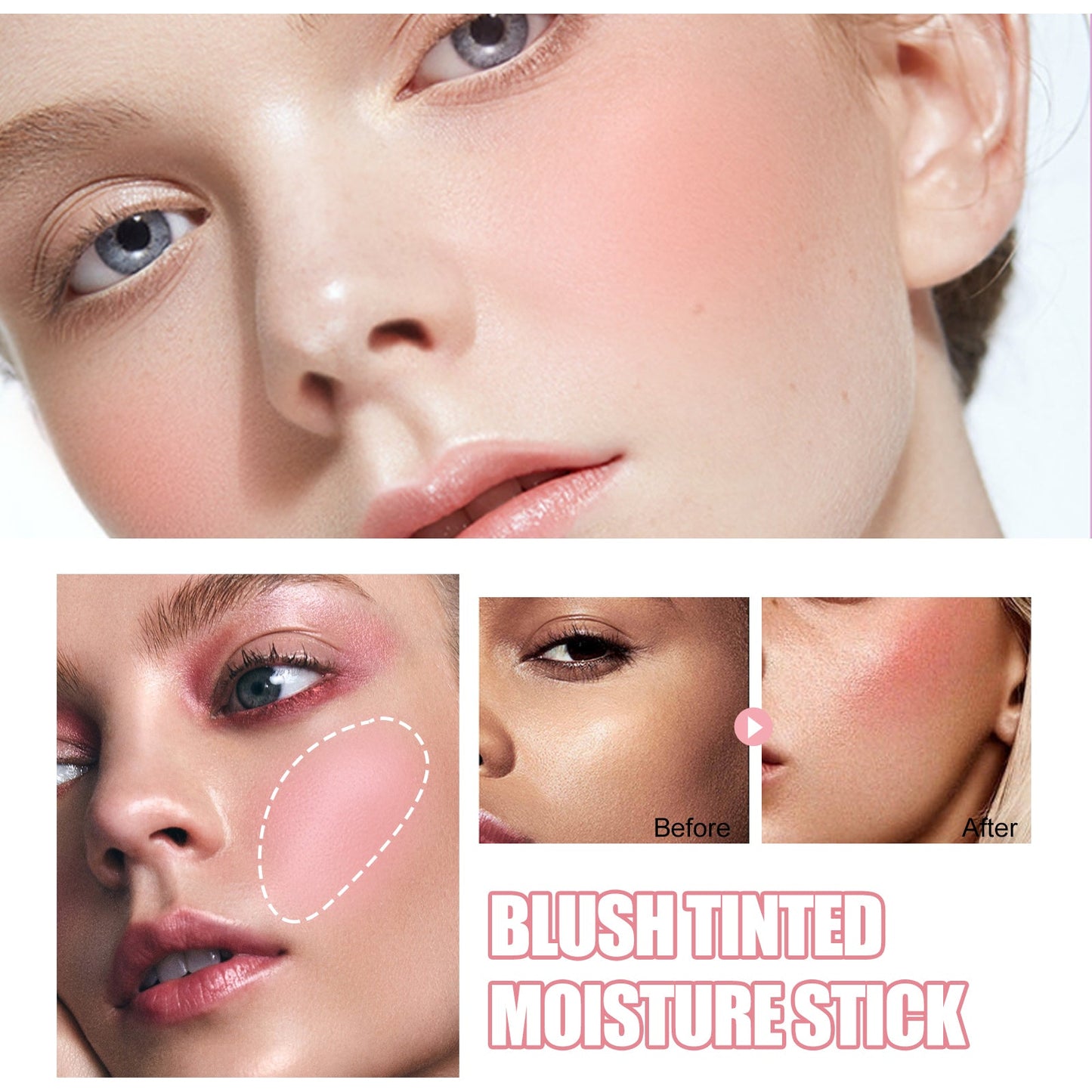 Bâton Blush Multifonctionnel - Maquillage Nude Naturel