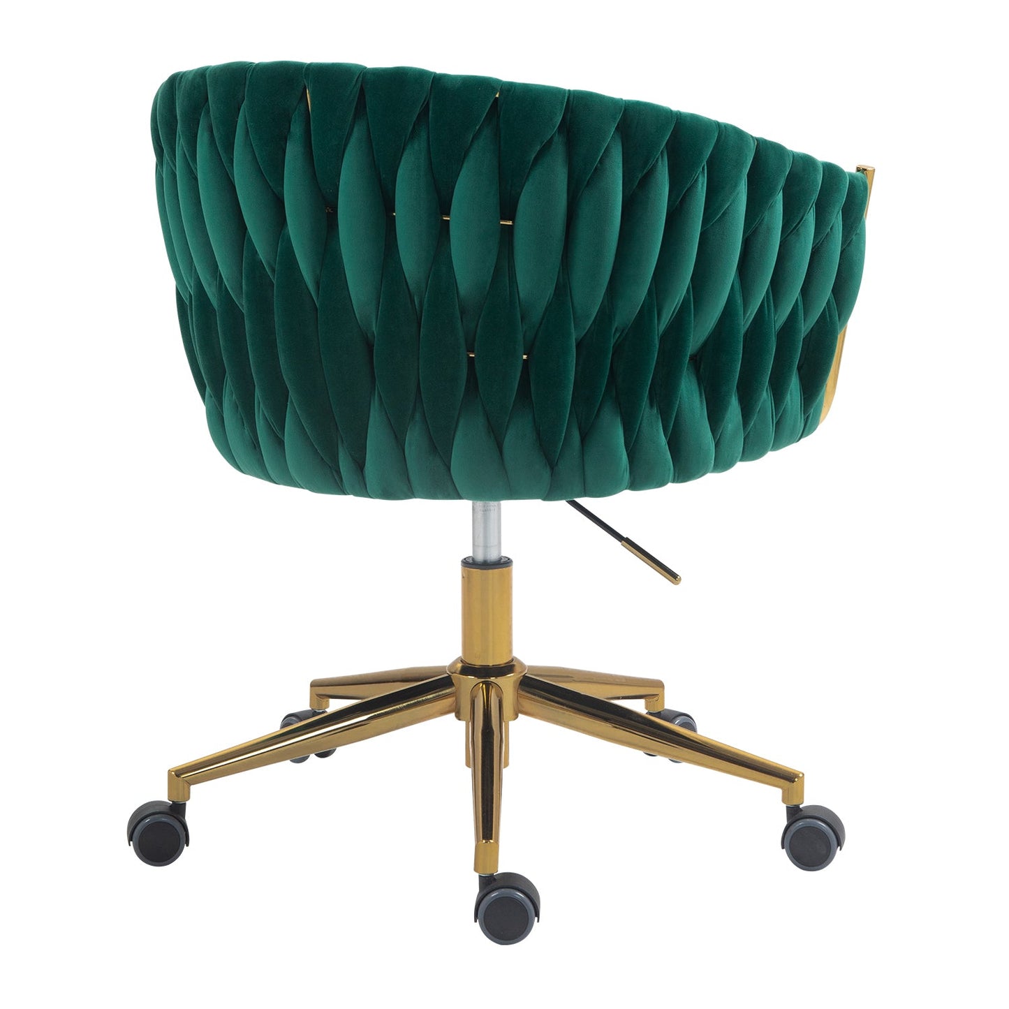 Sillón moderno verde tejido a mano con ruedas y altura ajustable