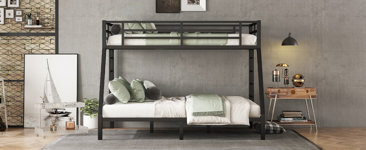 Metal Twin XL over Queen Bunk Bed for Teens and Adults,Space-Saving/Noise Reduced/No Box Spring Needed - Korvel