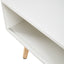 41.34" Rattan Coffee table sliding door for storage solid wood legs White - Korvel
