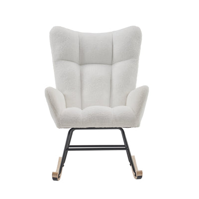 Premium Nursery Rocking Chair with Teddy Fabric Cushion