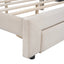 Queen Size Storage Bed Velvet Upholstered Platform Bed with a Big Drawer - Beige - Korvel