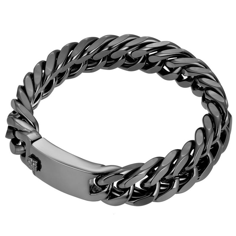 Fashionable 18K gold plated men's electroplated alloy double buckle bracelet - Korvel