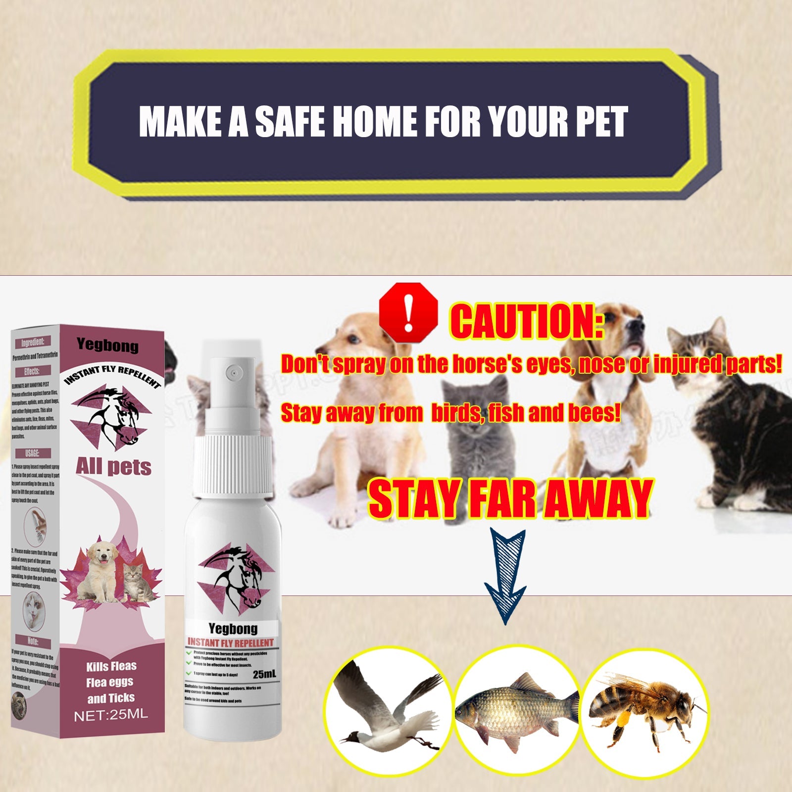 Pet Repellent, Flea Removal For Cats And Dogs External Tick And Tick Anti-Itch Spray For Cats And Dogs - Korvel