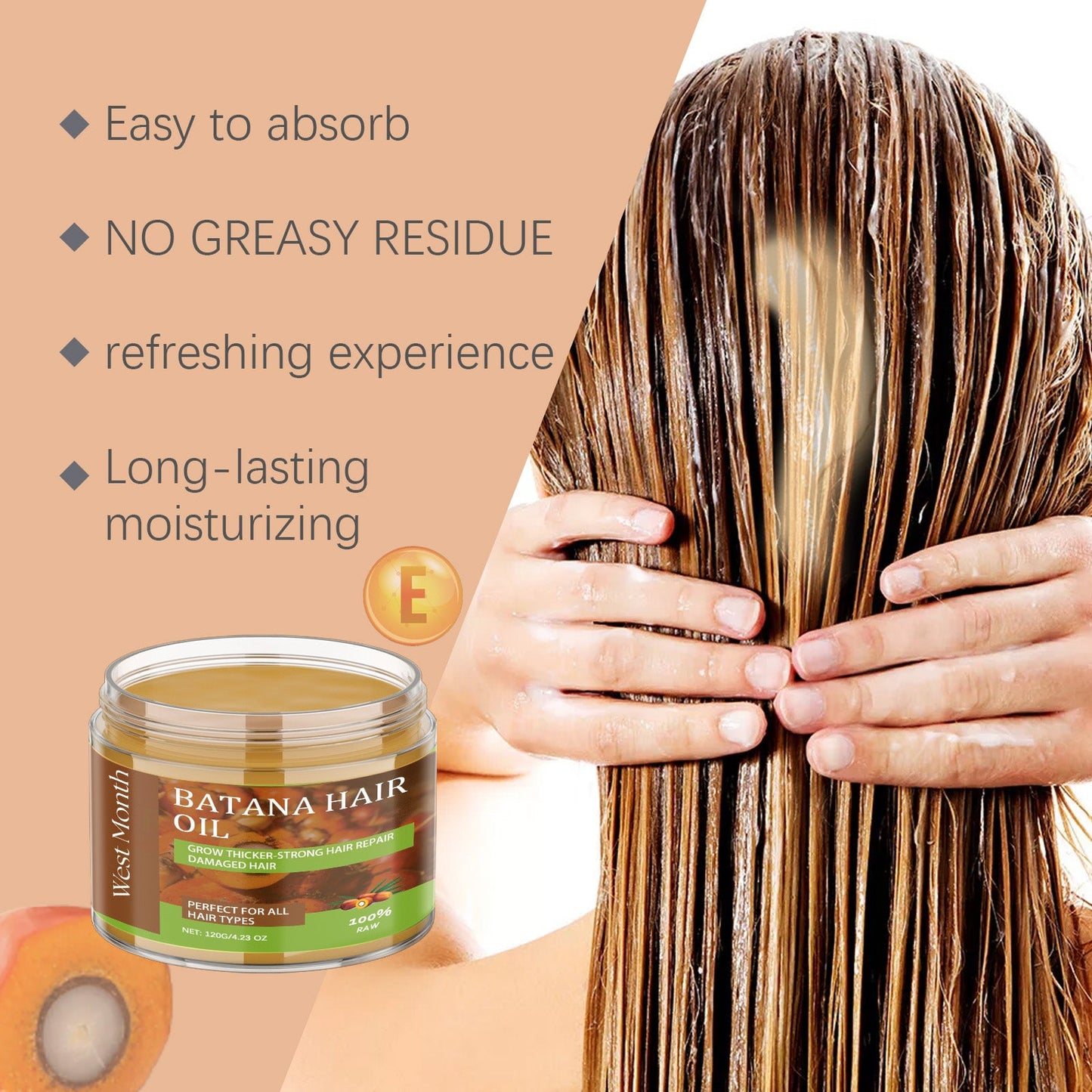 Huile de soin capillaire Batana pour hydrater et réparer les cheveux secs