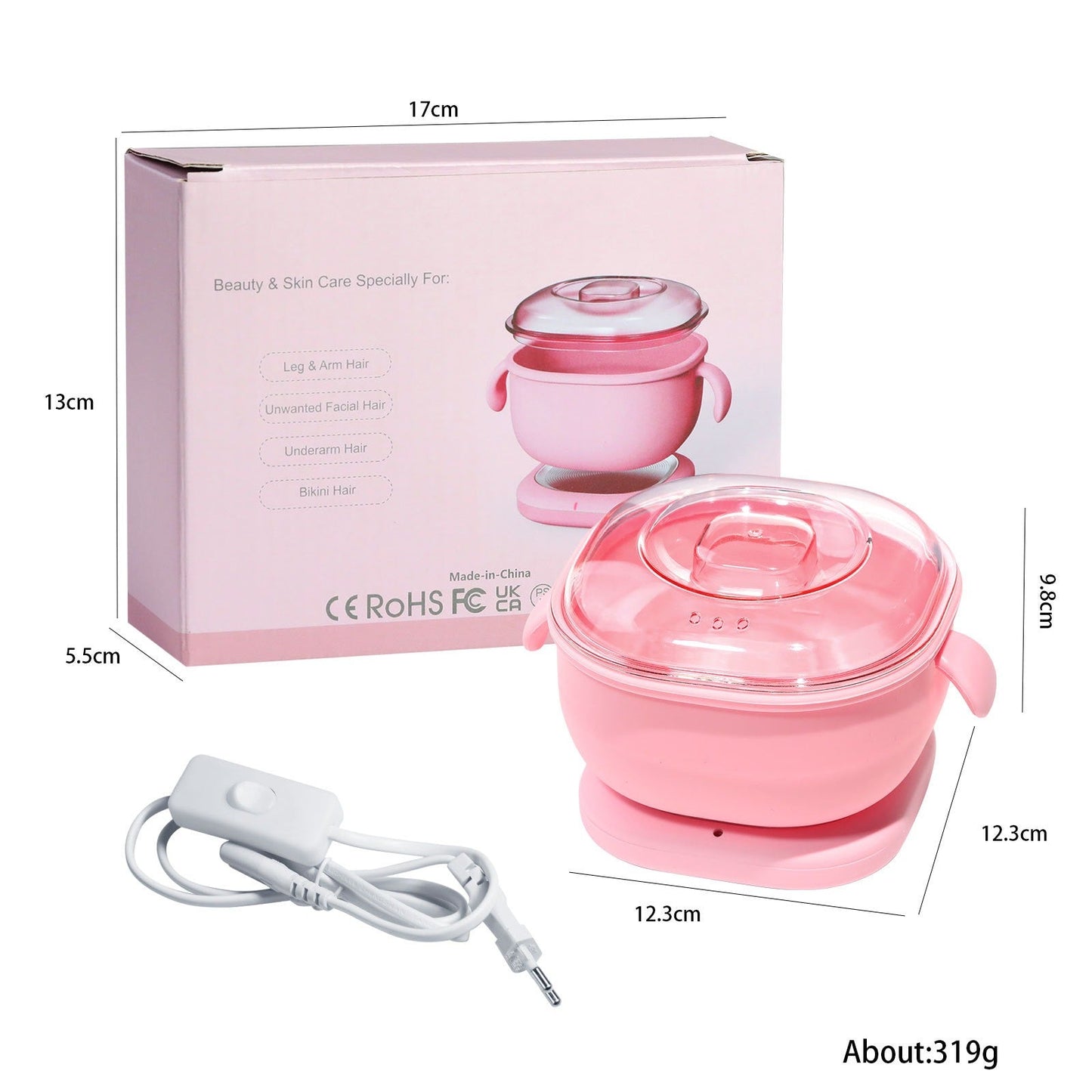 Kit de chauffe-cire électrique professionnel avec pot en silicone