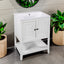 24" White Modern Sleek Bathroom Vanity Elegant Ceramic Sink with Solid Wood Frame Open Style Shelf - Korvel