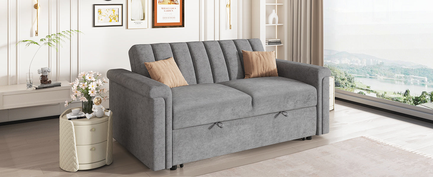 U_STYLE Convertible Soft Cushion Sofa Pull Bed ,for Two People to Sit On - Korvel