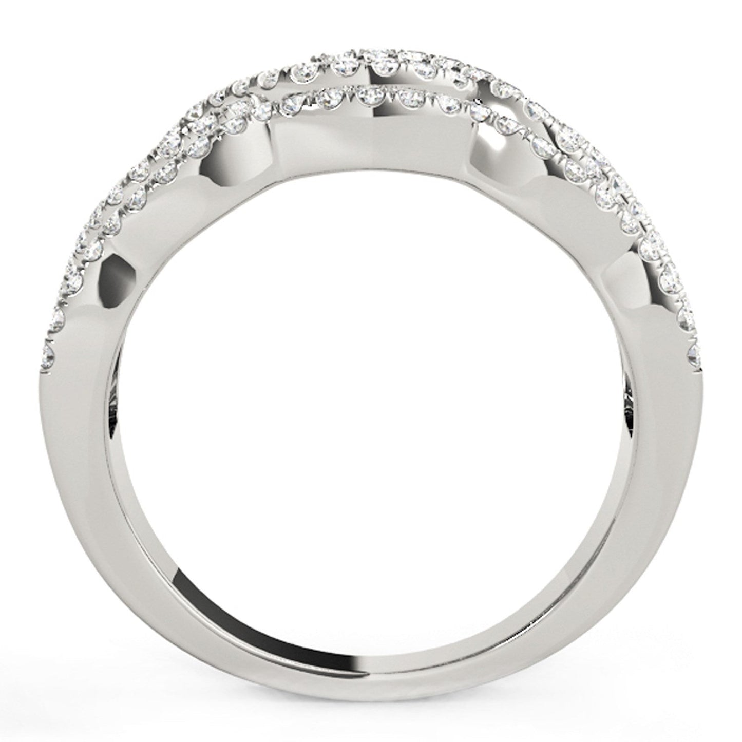 Anillo con Diamantes y Cuatro Curvas en Oro Blanco de 14k