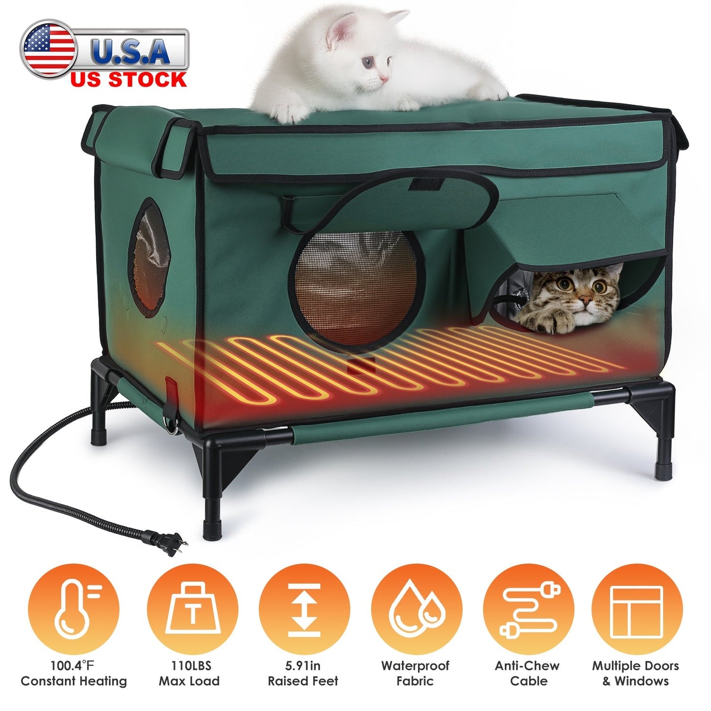 Casa para Gatos Calentada e Impermeable para Comodidad al Aire Libre