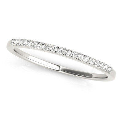 14k White Gold Round Thin Diamond Wedding Band