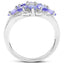Bague en argent sterling avec tanzanite véritable de 2,27 carats et zircon blanc