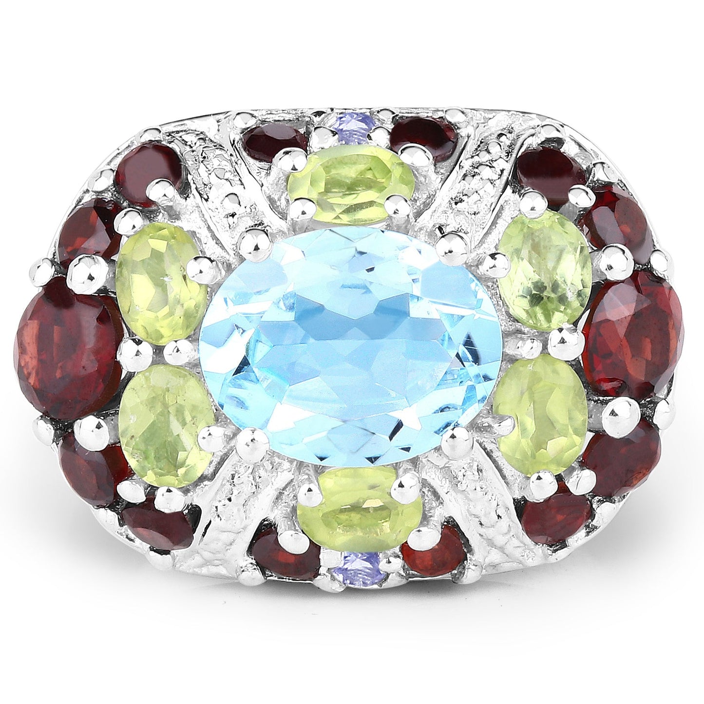 5.43 Carat Multi Stone .925 Sterling Silver Engagement Ring
