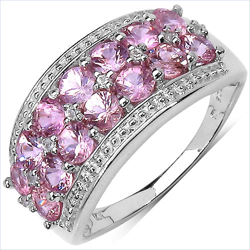 2.00 Carat Pink Sapphire & White Topaz Sterling Silver Ring