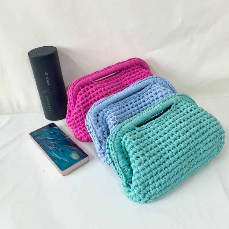 Women's Hand-Crocheted Dumpling Clutch Bag