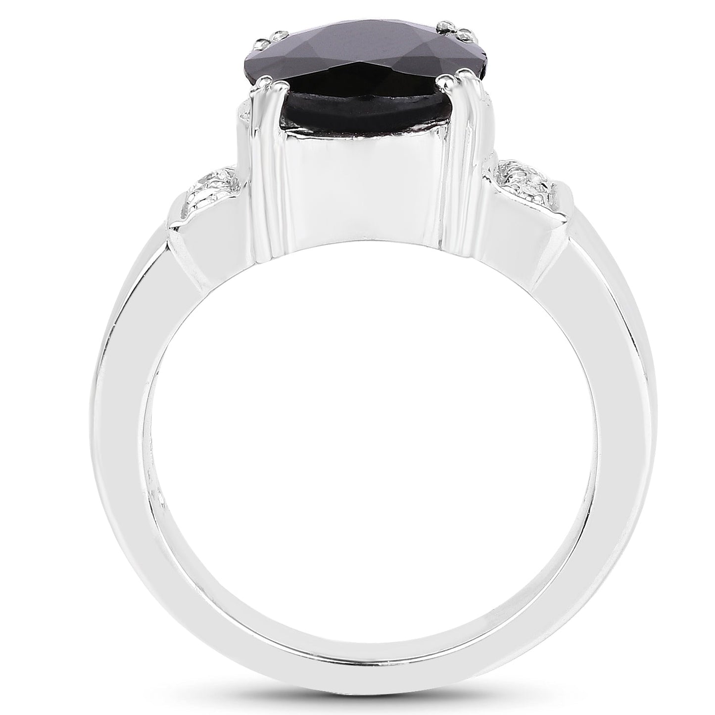 5.29 Carat Black Sapphire & White Topaz Sterling Silver Ring