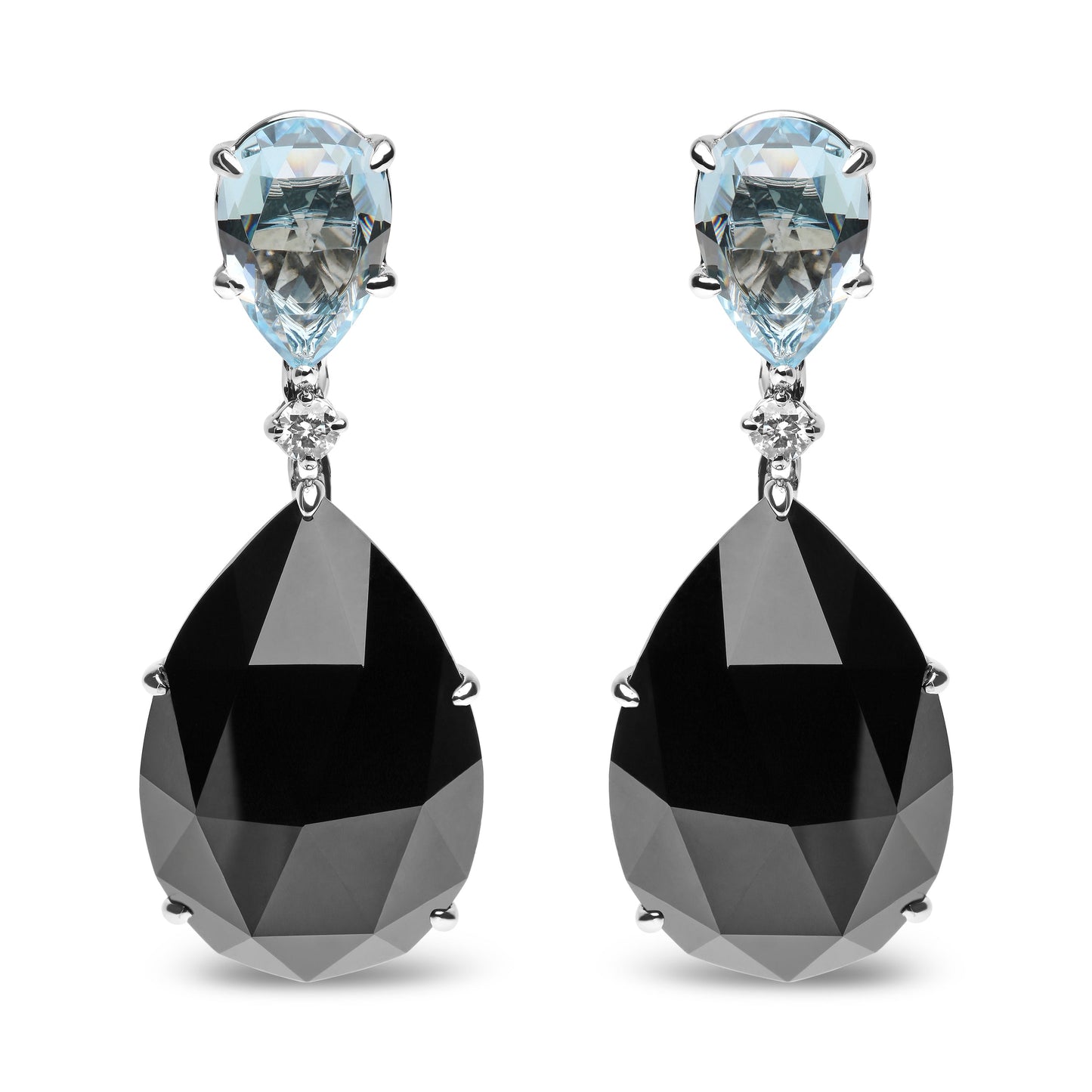 18K White Gold Diamond & Gemstone Dangle Earrings