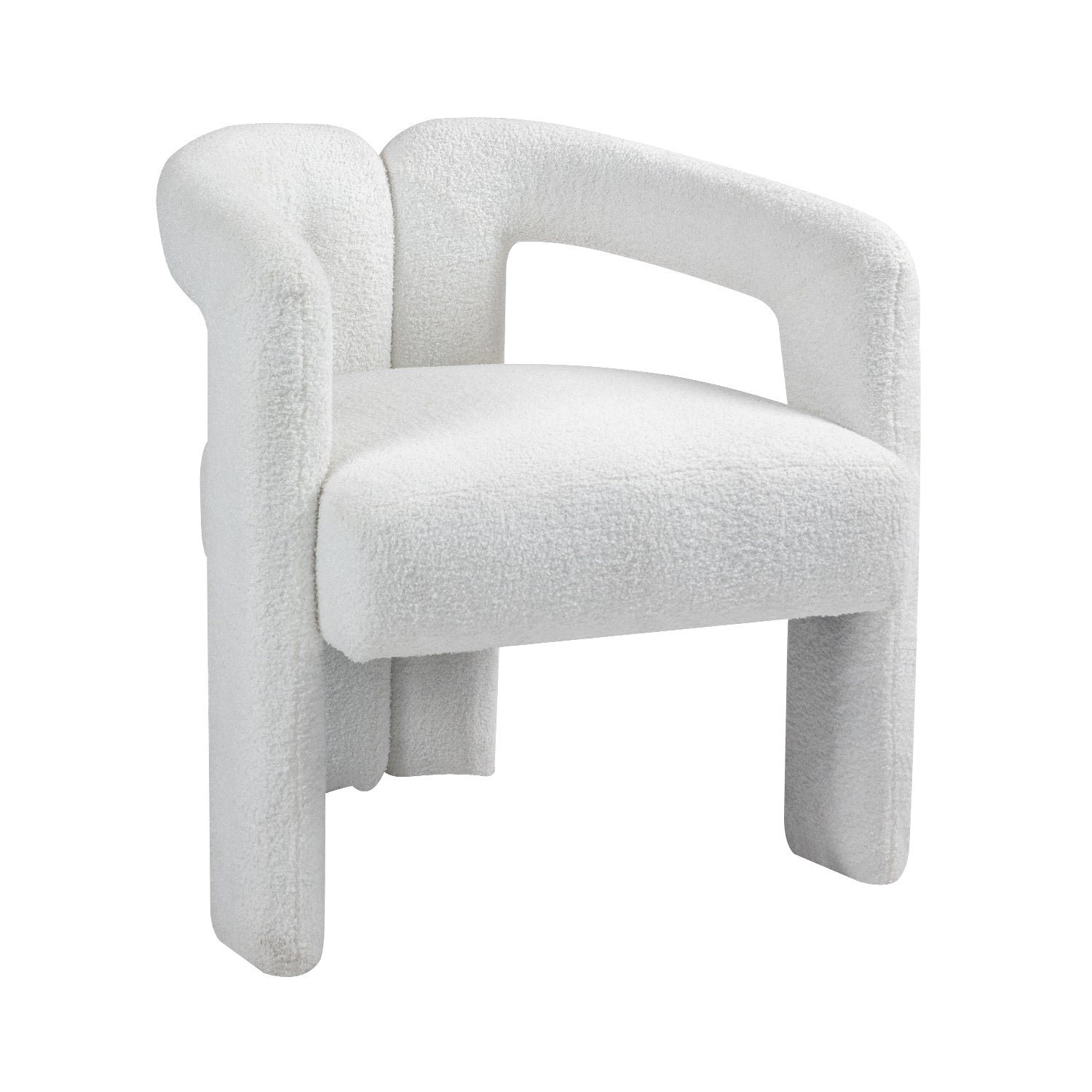 Teddy fabric modern design dining chair,open-Back ,modren kitchen armchair for Dinging Room(BEIGE) - Korvel