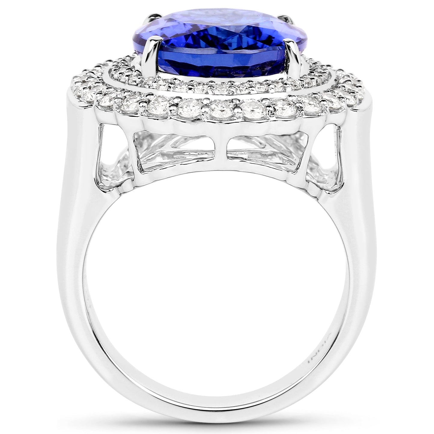 Bague en Tanzanite et Diamants Blancs de 10,79 Carats en Or Blanc 18K