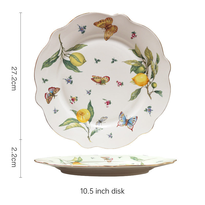 European - style Elegant Lemon Espresso Cups Set: Includes Tea Cups, Saucers, Ceramic Mugs, and a Dessert Plate - Korvel