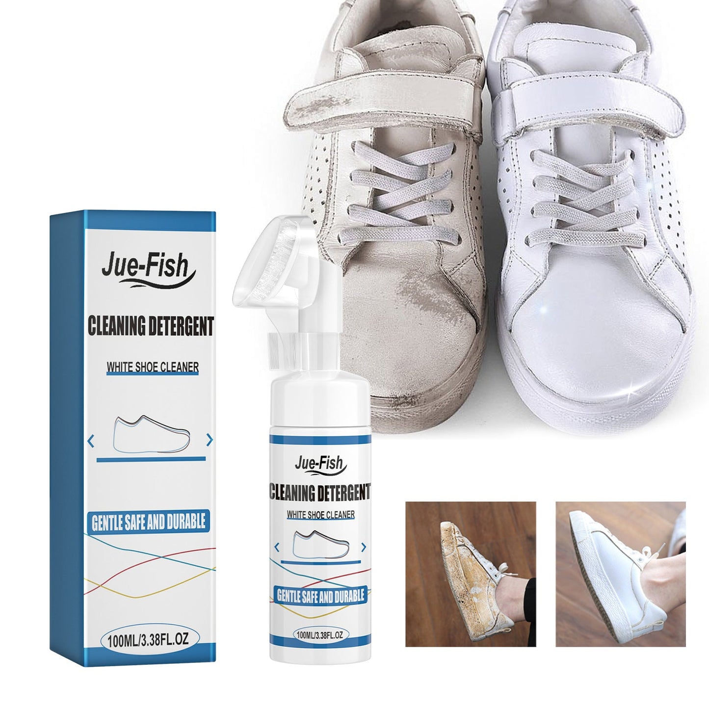 Water-Free Foam Sneakers Cleaning Kit, Small White Shoes Sneakers Decontaminating Brightening White Cleaning Multi-Functional Yellow Cleaner - Korvel