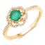 Anillo de Compromiso de Esmeralda Zambiana de 0.55 Quilates y Diamante Blanco en Oro de 14K