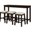 TOPMAX 4 Pieces Counter Height Table with Fabric Padded Stools, Rustic Bar Dining Set with Socket, Brown - Korvel