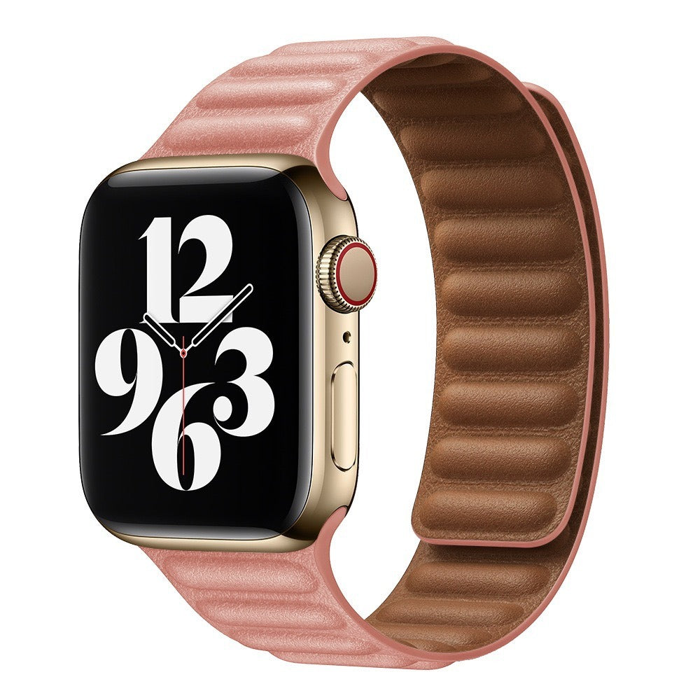 Suitable For iwatch8 Watchband S7 SE 6/5/43 Magnetic Suction New Leather Loopback Chain Apple Watch Wristband - Korvel