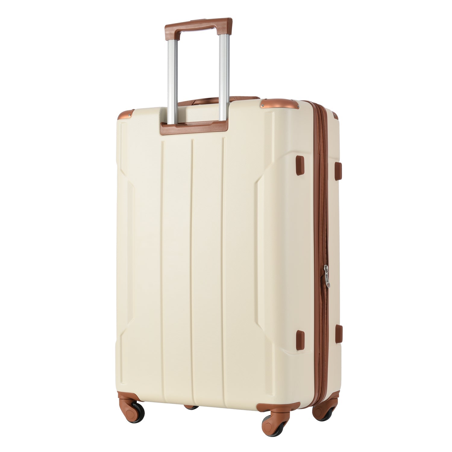 Hardshell Luggage Sets 3 Pcs Spinner Suitcase with TSA Lock Lightweight 20''24''28'' Brown white + ABS - Korvel