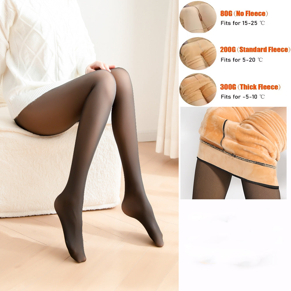 Insulated Tights Thermal Stockings Leggings Woman Thermal Fleece Lined Tights Sexy Warm Winter Women Socks Black Coffee Grey - Korvel