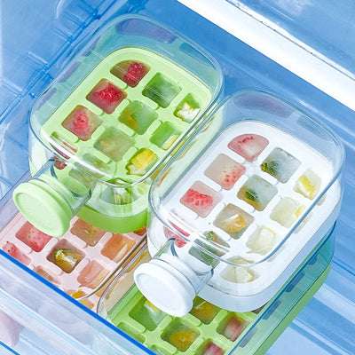 Ice Tray Ice Cube Mold Press Ice Maker With Lid 2-in-1 Ice Cube Bottle Food Grade Ice Making Straw Dual-use Ice Kettle - Korvel