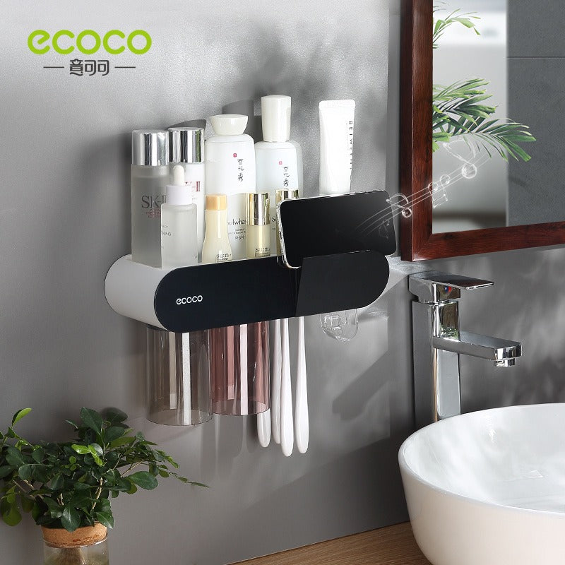 Toothbrush holder wall mounted home mouthwash cup electric non perforated dental tools, dental cylinder set holder - Korvel