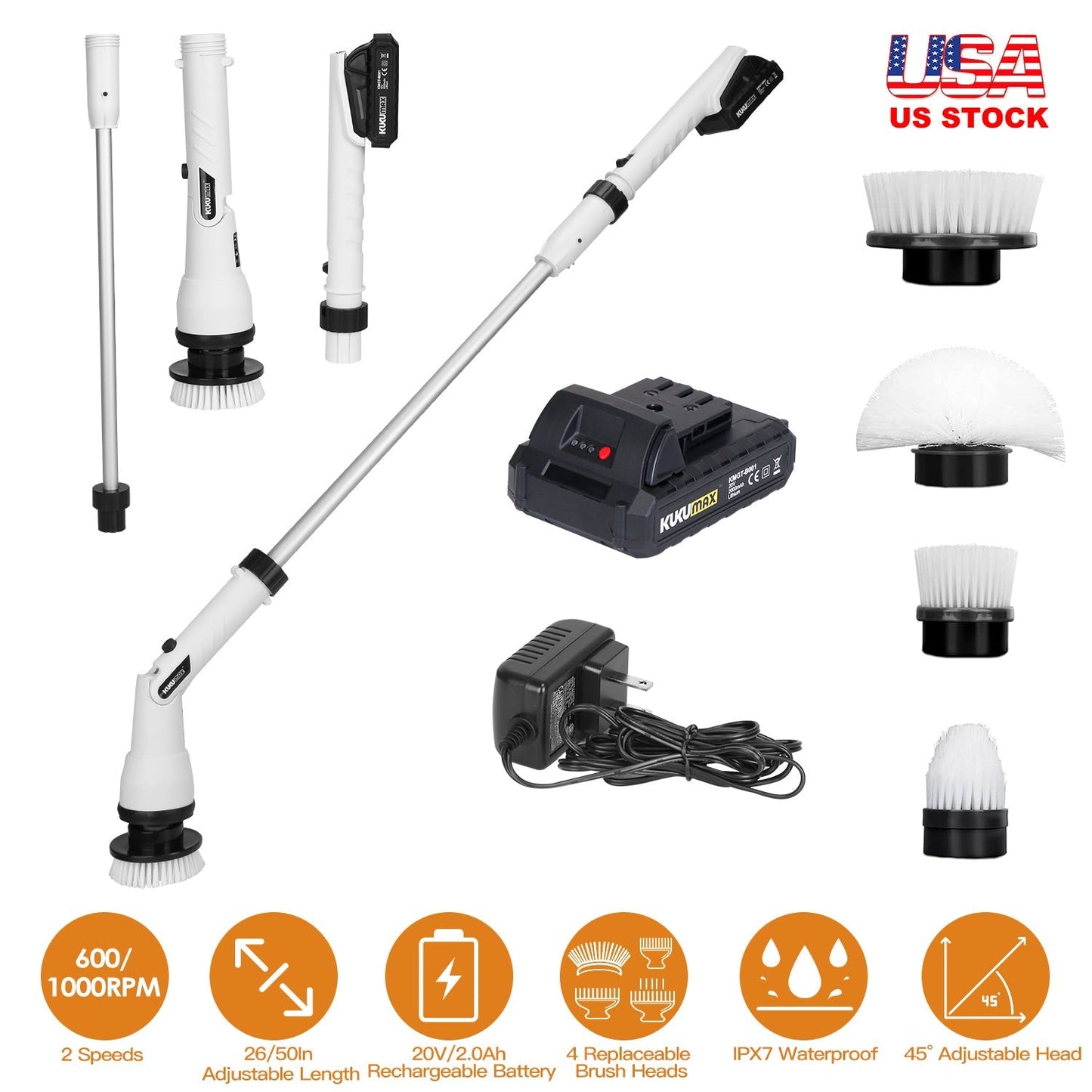 Electric Spin Scrubber - Cordless Handheld Cleaning Brush
