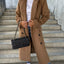 Double-Breasted Lapel Split Jacket with Belt for Women